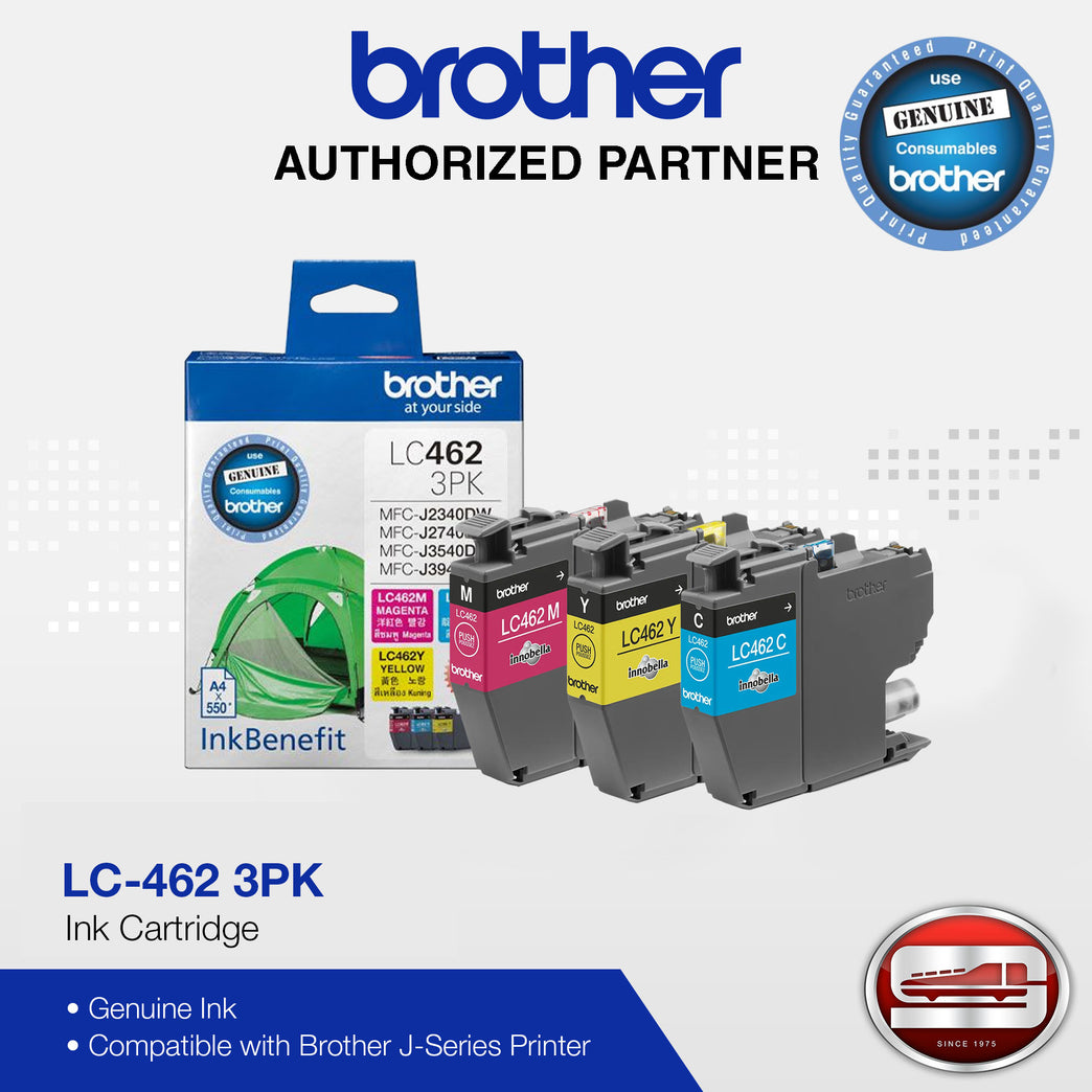 Brother LC-462 3PK (Magenta, Cyan, Yellow) Genuine Ink Cartridge (1,500 page yield)