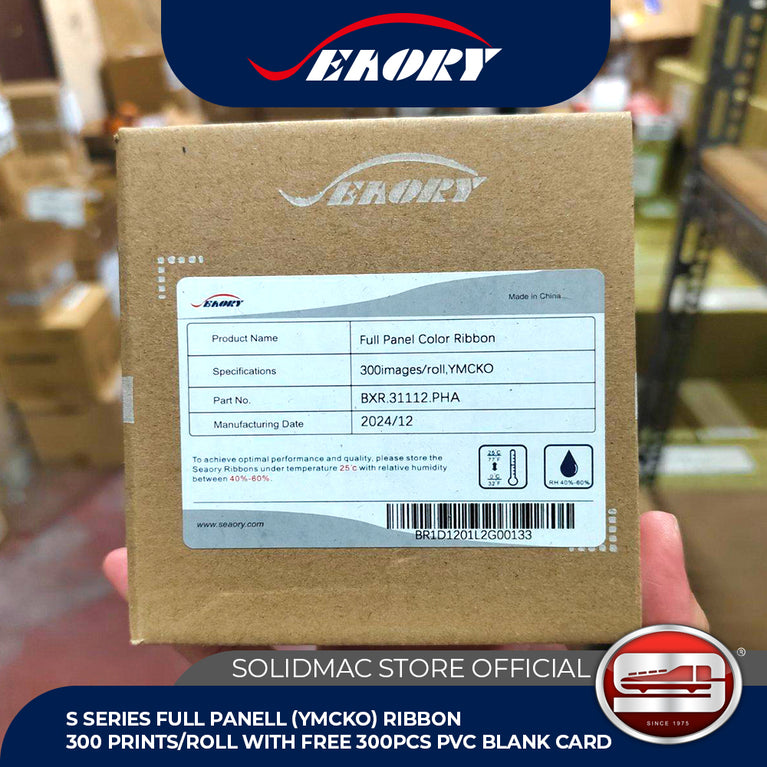 Seaory S28 S Series Full-Panel YMCKO Ribbon 300 Prints with free 300pcs PVC Blank Card