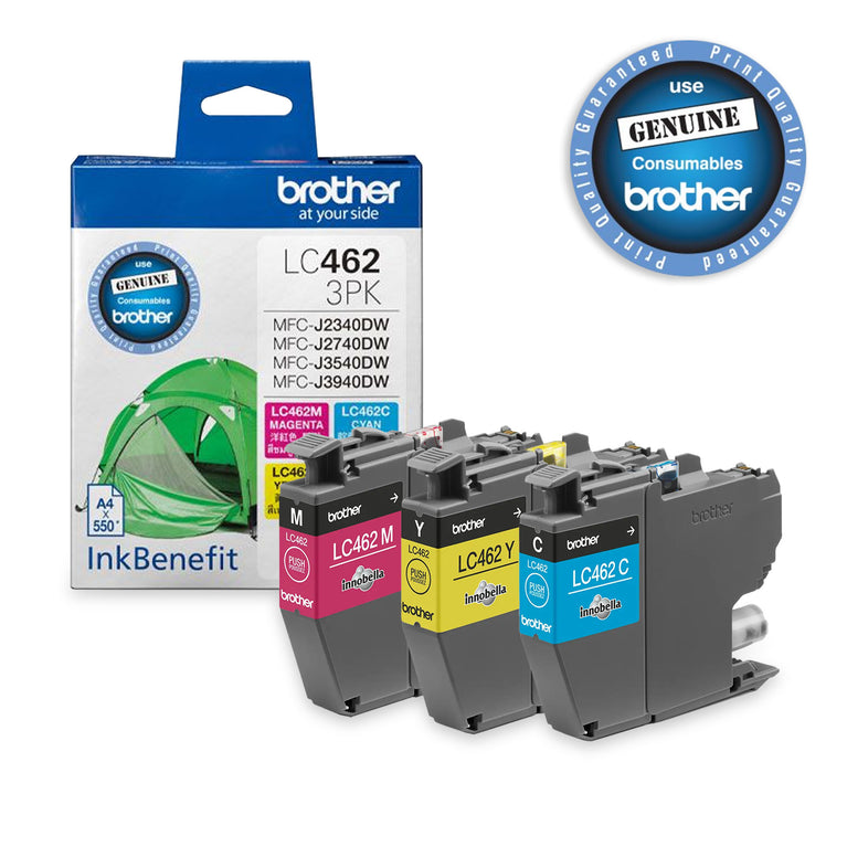 Brother LC-462 3PK (Magenta, Cyan, Yellow) Genuine Ink Cartridge (1,500 page yield)