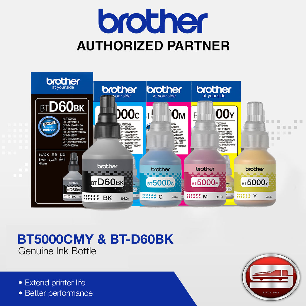 Brother Ink BT5000C/M/Y & BTD60BK SET (100% Original)