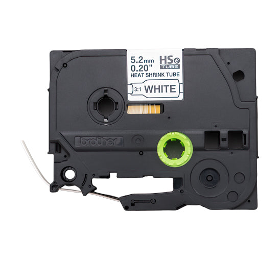 Brother HSe-211E Black on White 5.2mm Heat Shrink Tube Tape Cassette (100% Genuine)