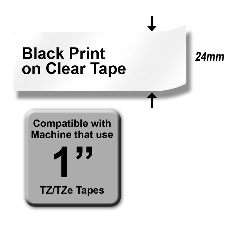 Brother TZE-151 Black on Clear 24mm Labelling Tape (100% Original)