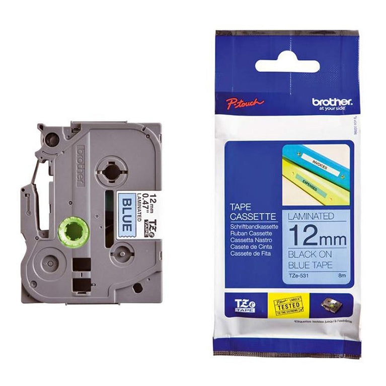 Brother TZe-531 Black on Blue 12mm Labelling Tape (100% Original)