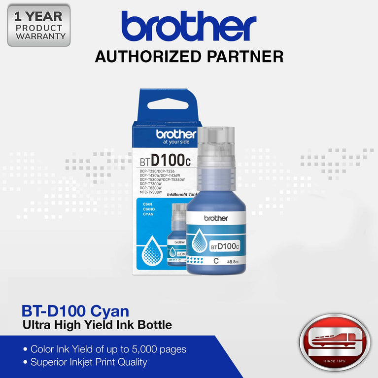 Brother BT-D100C Ultra High Yield Cyan Ink Bottle